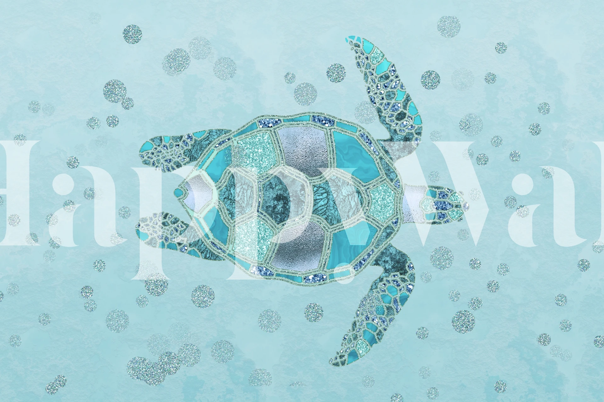 Aqua turtle design with teal and turquoise hues wallpaper