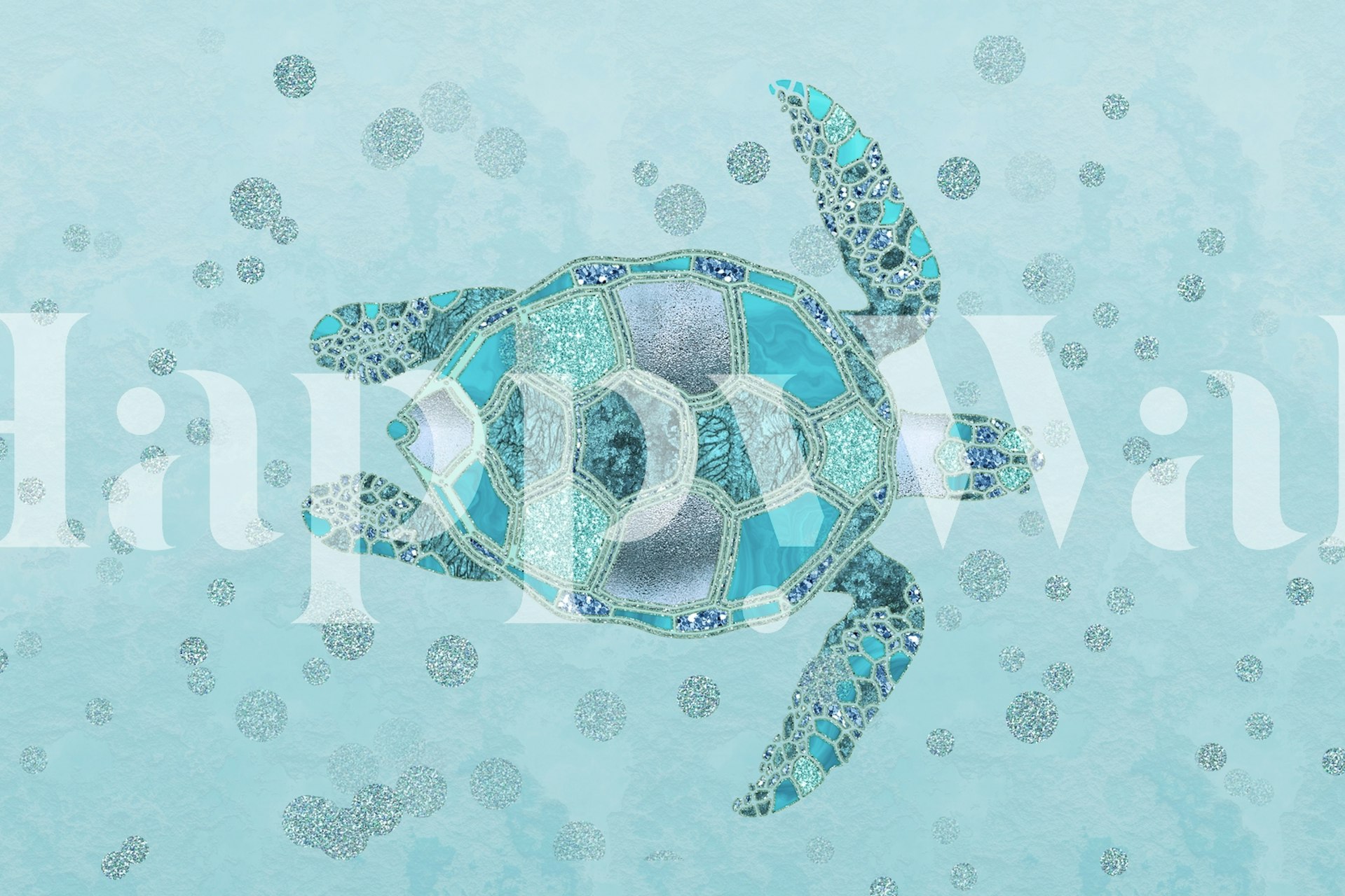 Aqua turtle design with teal and turquoise hues wallpaper