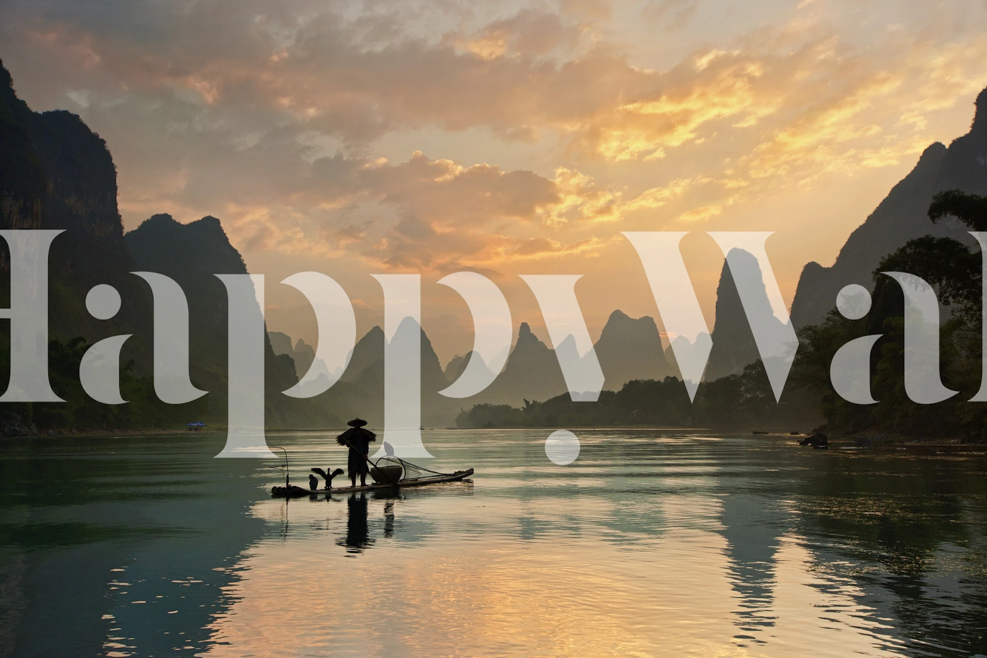 Golden Li River wallpaper in a room