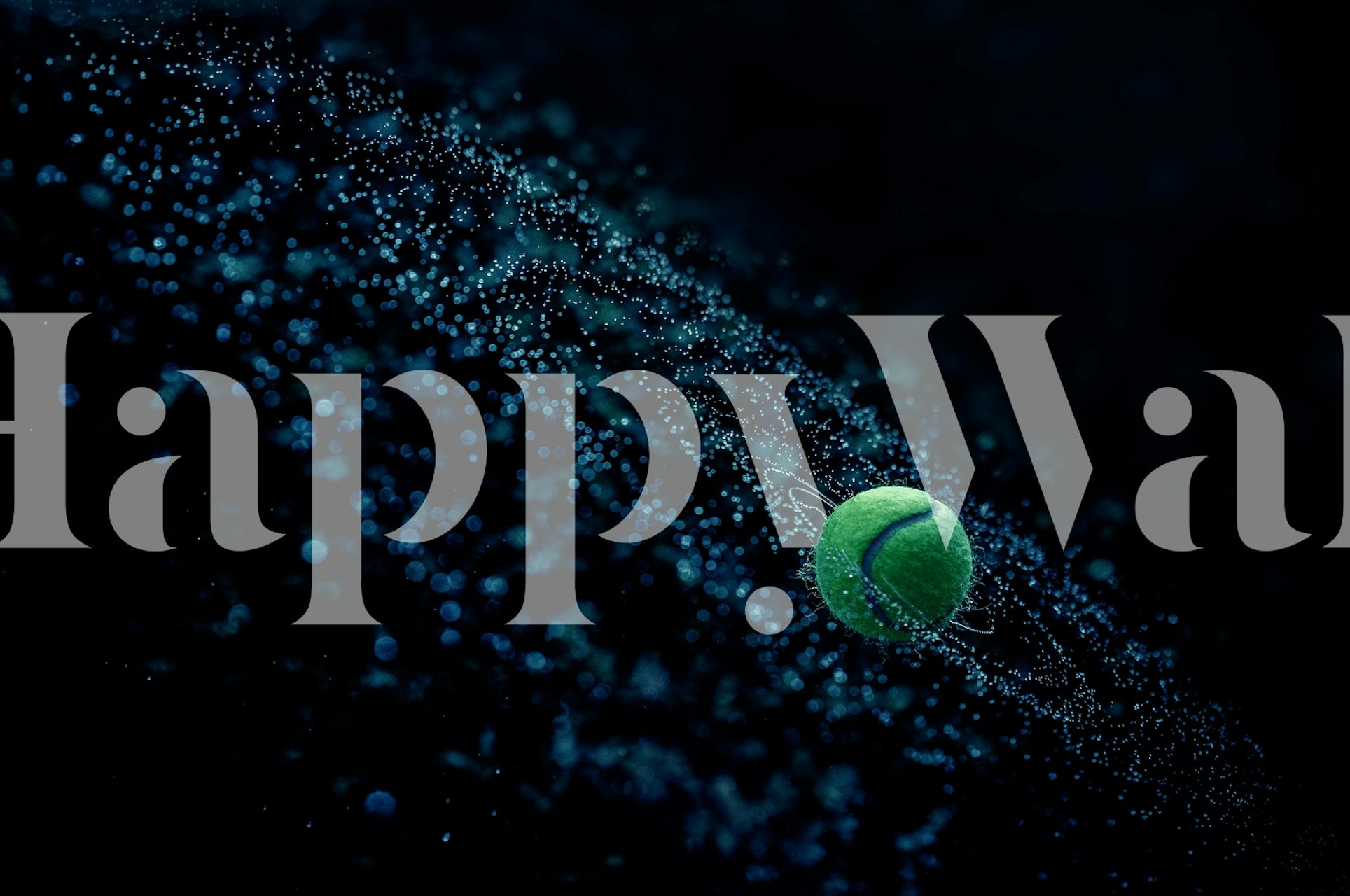 Pallina da tennis nel murale a tema spaziale con polvere cosmica e sfondo scuro