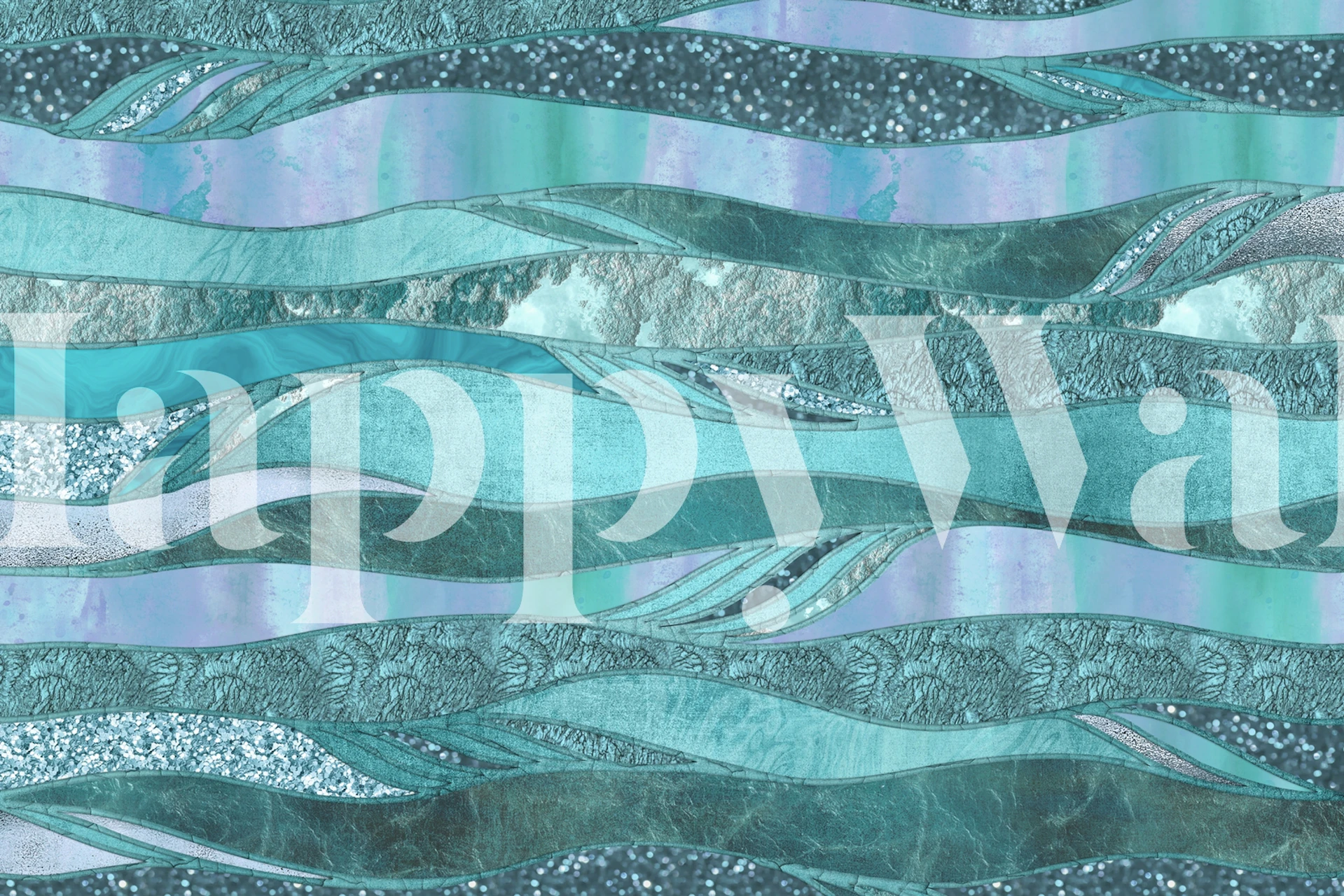 Abstract wave patterns in aqua and teal colors wallpaper