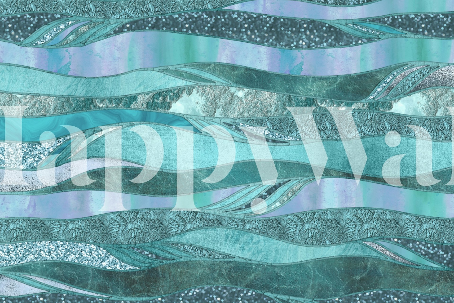 Abstract wave patterns in aqua and teal colors wallpaper