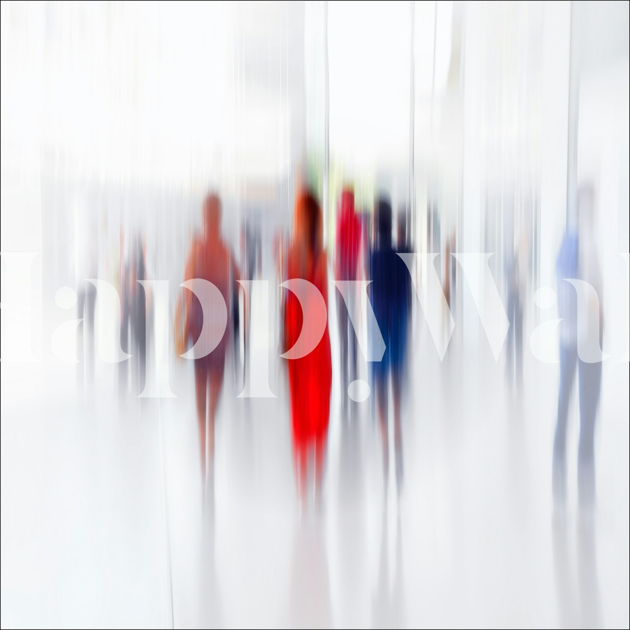 Women in red wallpaper in a modern setting