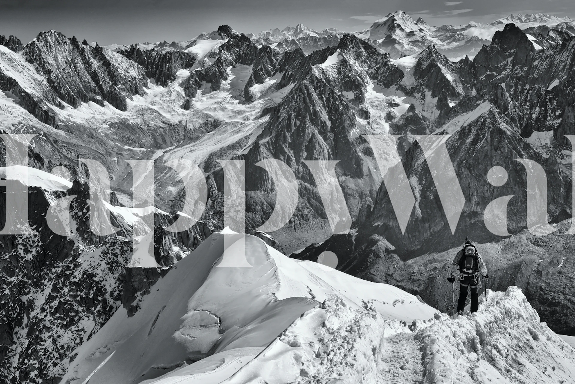 Black and white mountain landscape wallpaper