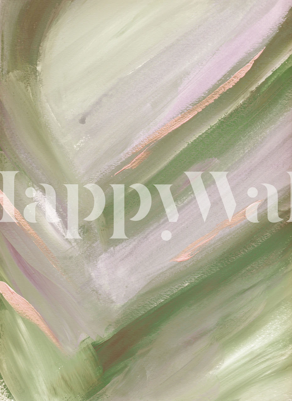 Abstract brush strokes in green and pink colors wallpaper
