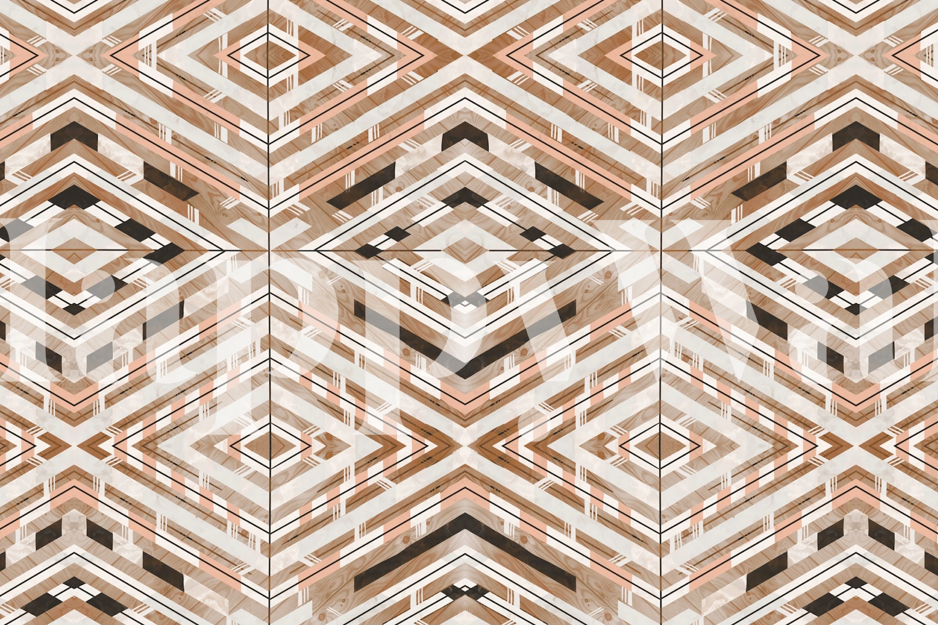 Linear southwestern boho pattern in earthy tones wallpaper