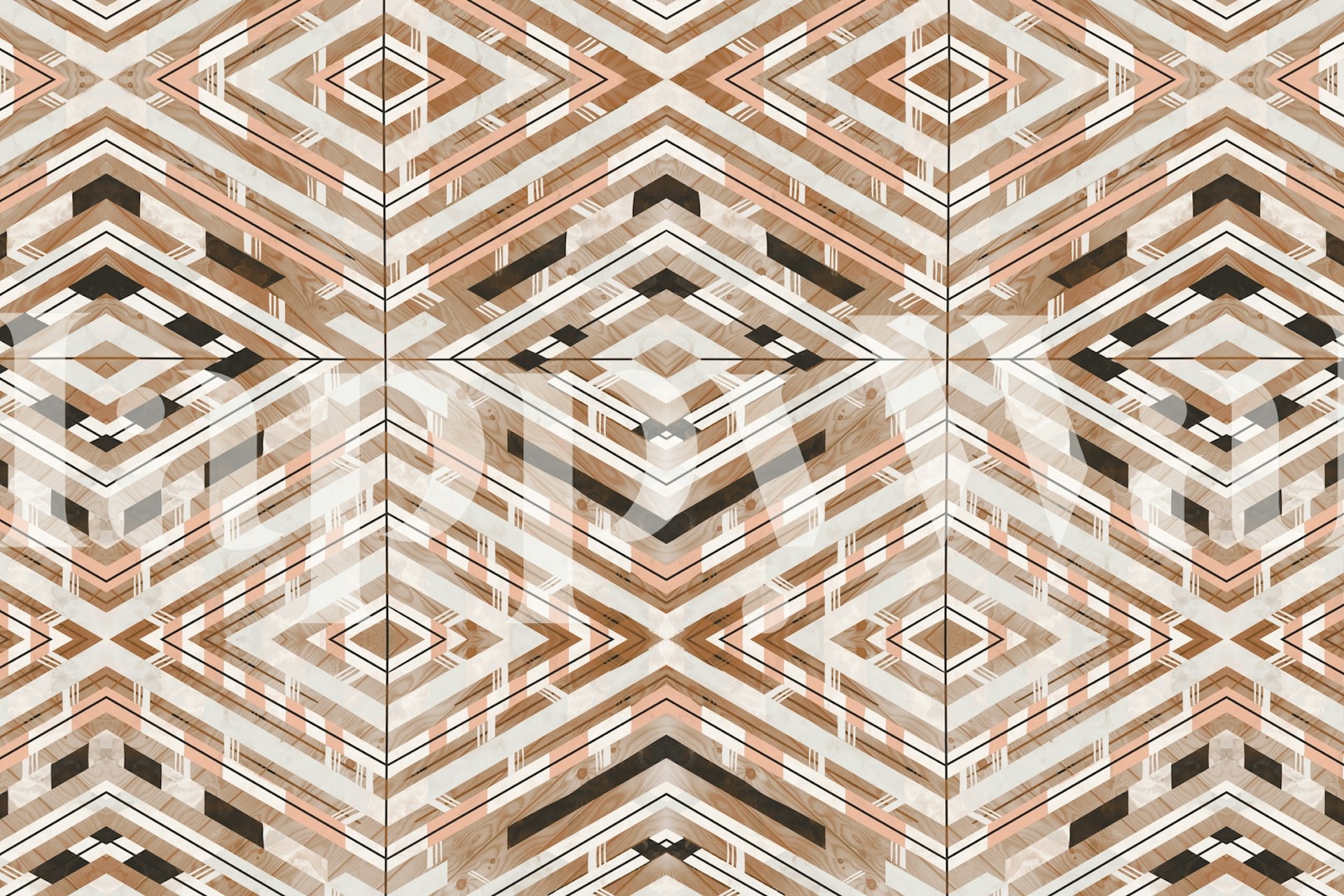 Linear southwestern boho pattern in earthy tones wallpaper