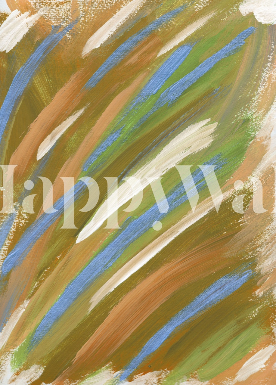 Retro Brushstroke Abstract Tapete in einem Raum