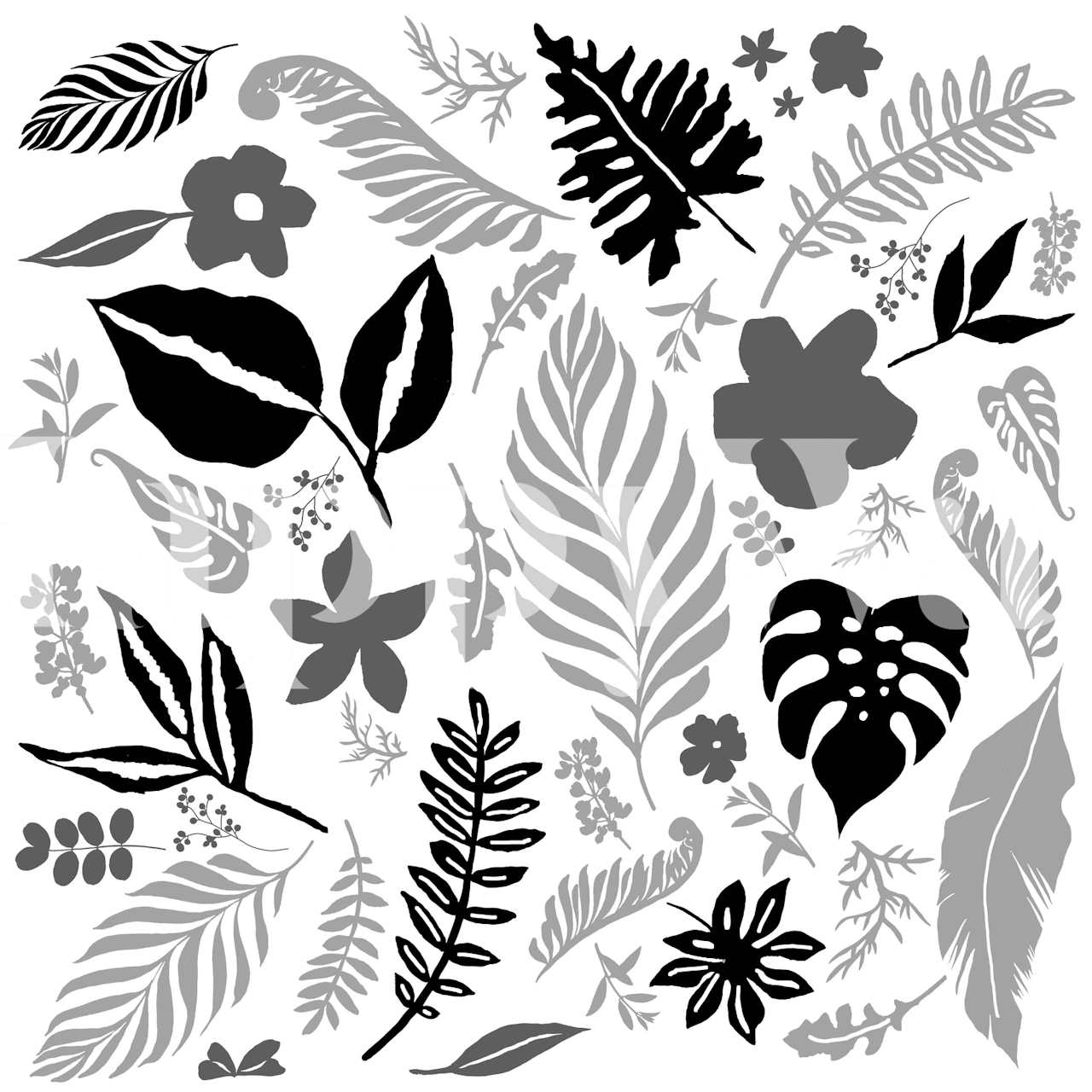 Leaf Big Black wallpaper design in a room