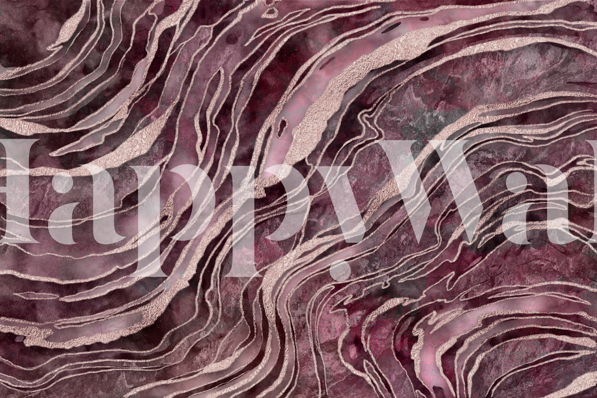 Burgundy and rose gold marble design wallpaper