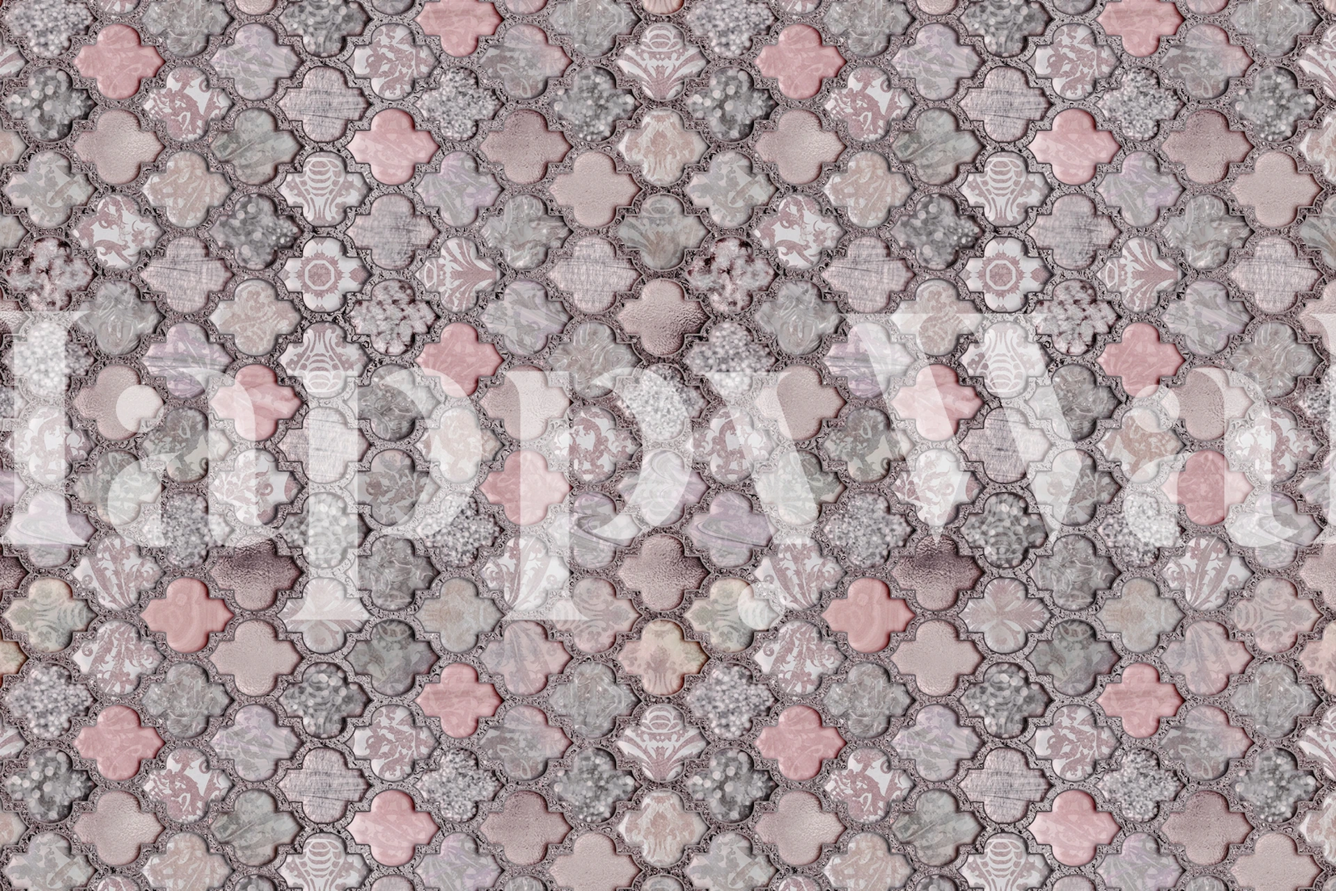 Vintage Moroccan Tiles Pink wallpaper huoneessa