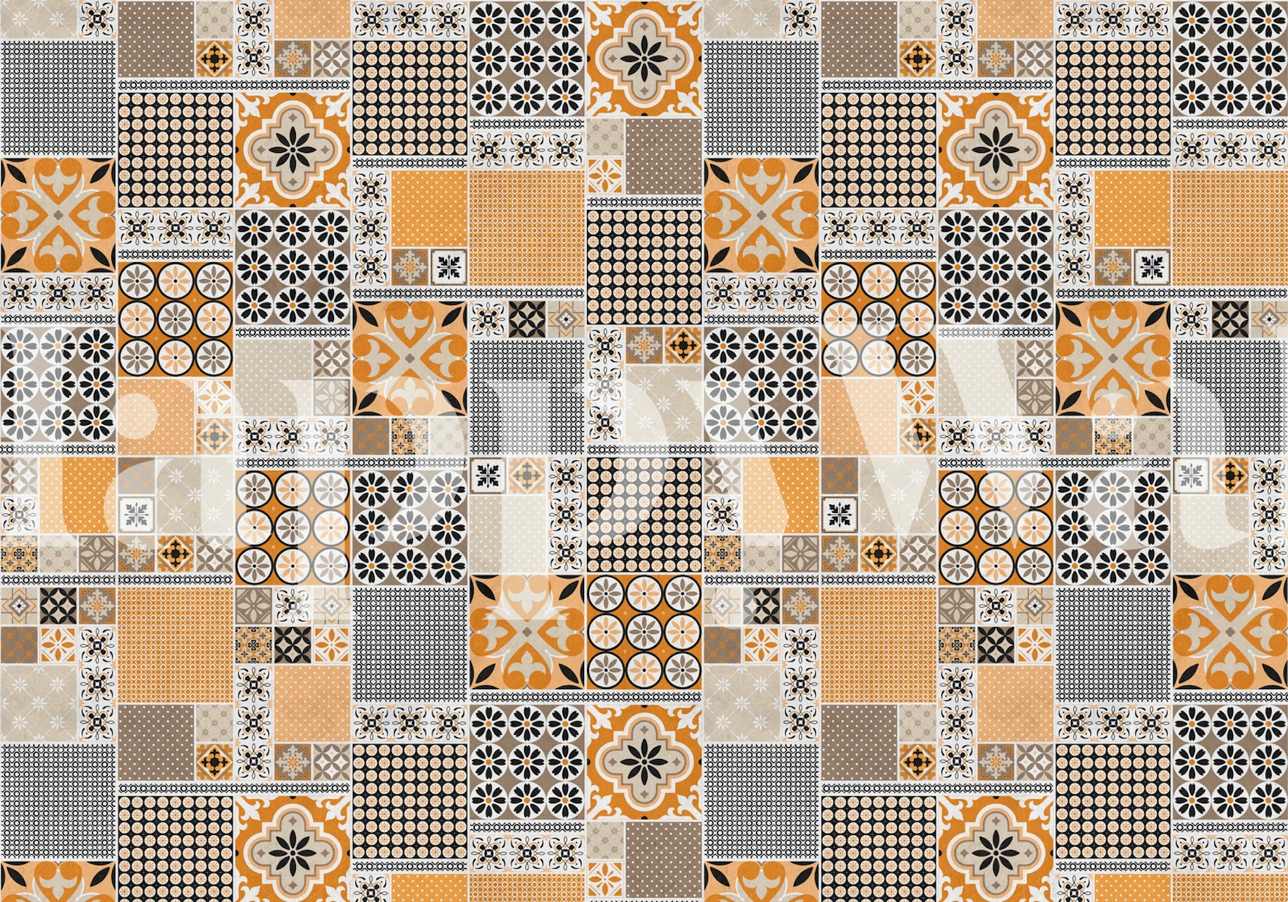 Alhambra Tiles Oranssi beige seinämaalaus monimutkaisilla kuvioilla