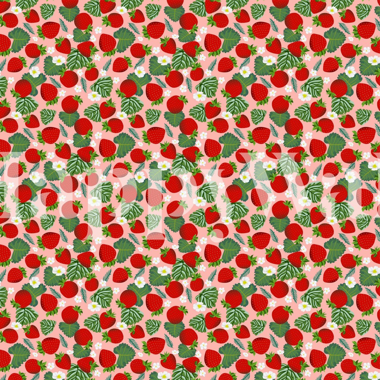 Design de papel de parede Strawberry field em um quarto