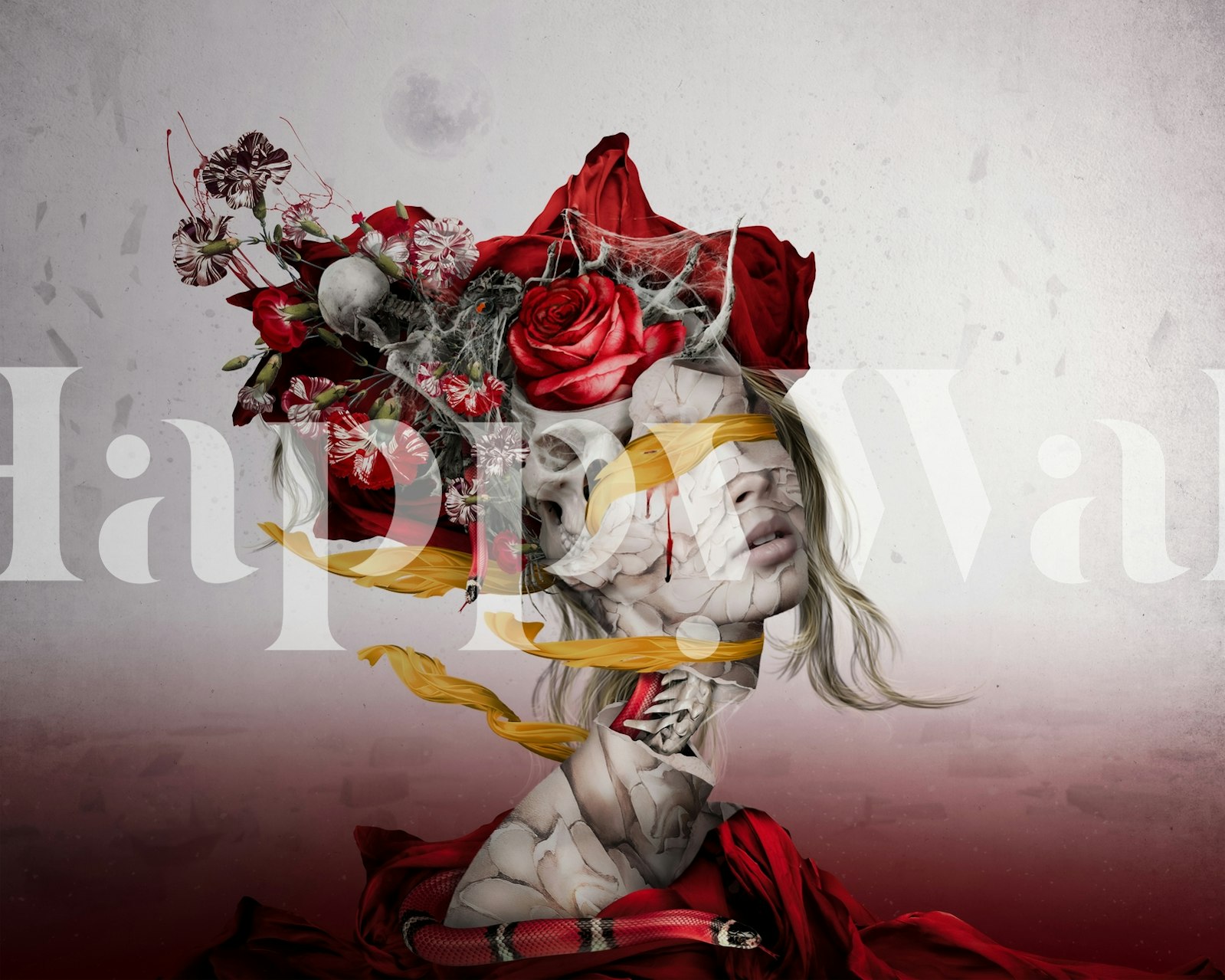 Tapeta Skull Queen v stylovém pokoji