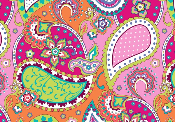 Paisley pink orange green L