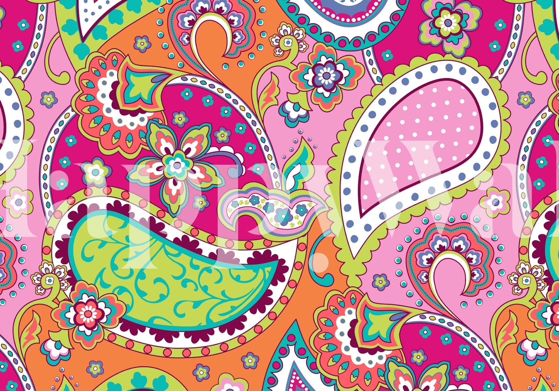 Paisley pattern wallpaper in a vibrant room