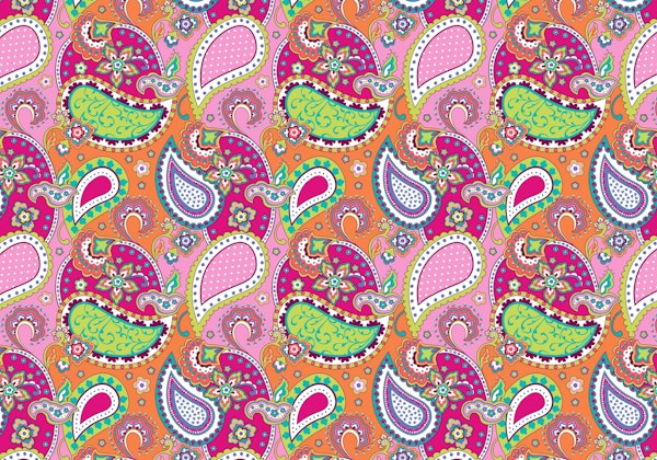 Paisley pink orange green S