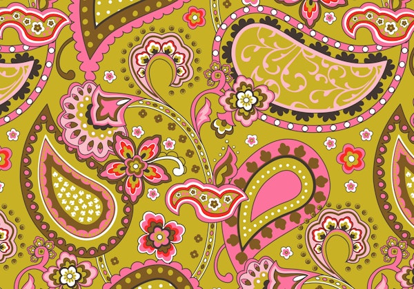 Paisley pink olive green L