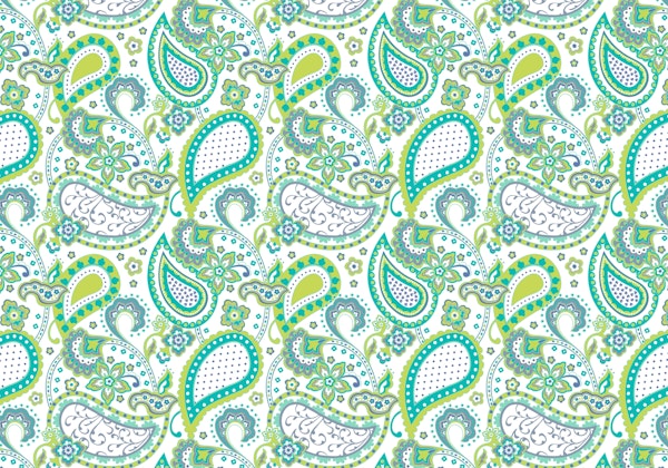 Paisley green white blue S