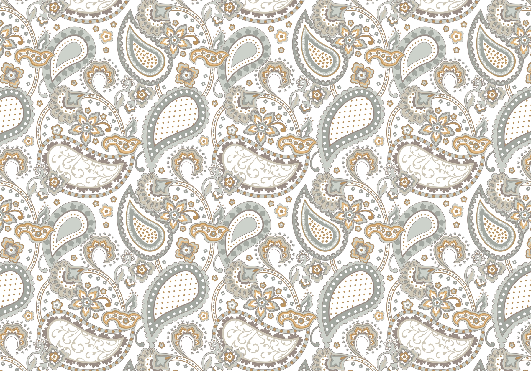 Paisley white beige grey S wallpaper - Happywall