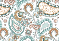 Paisley blue white orange L tapete