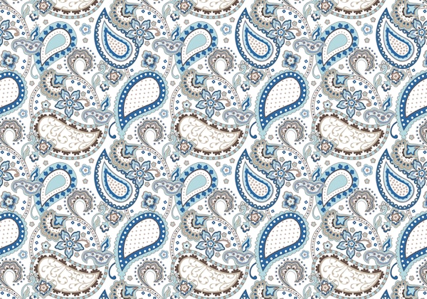 Paisley blue brown white S