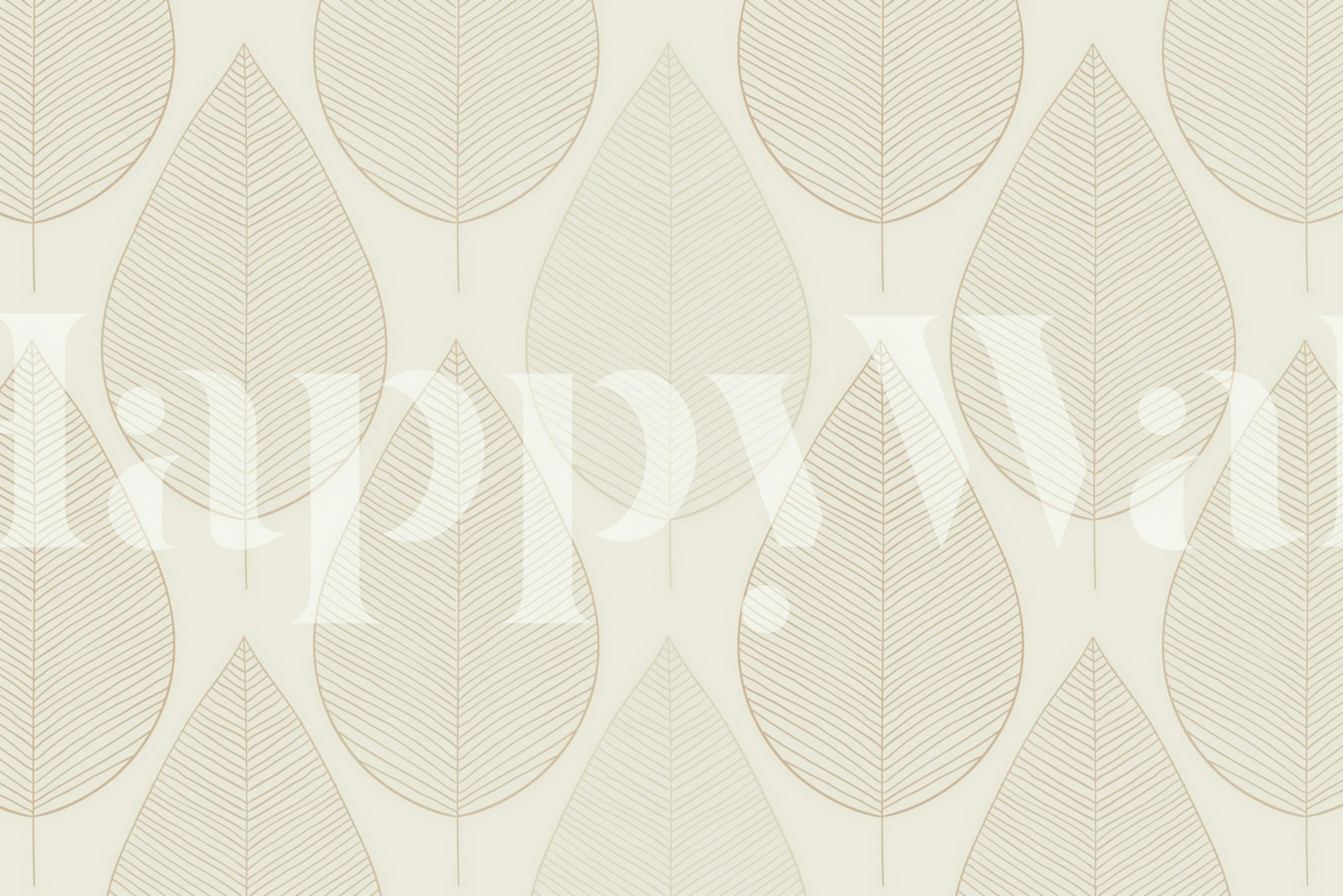 Beige leaf pattern on cream background wallpaper