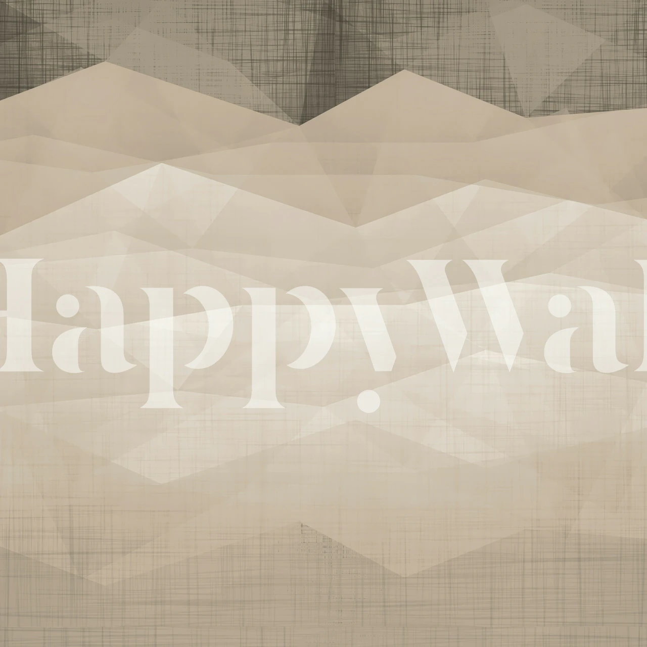 Geometric mountain shapes in muted beige and gray wallpaper