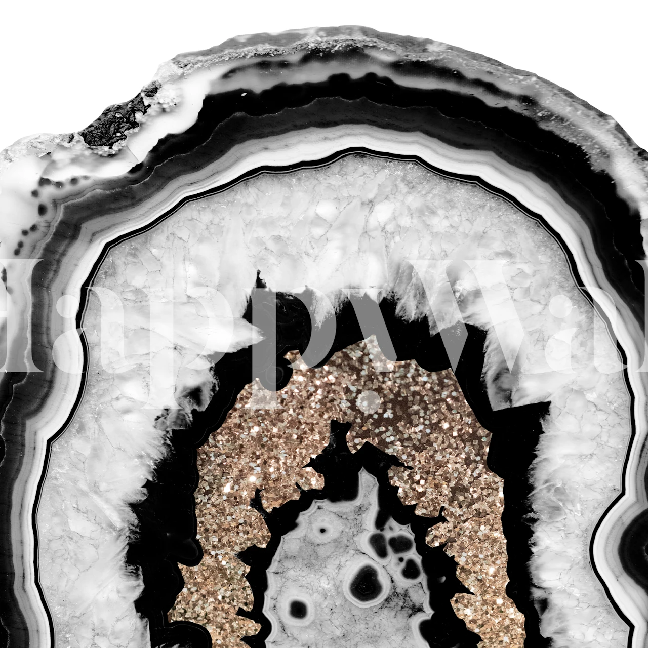 Gray BW Agate Gold Glitter wallpaper in a room