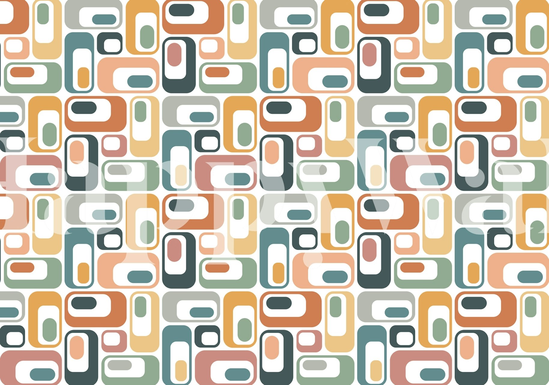 Geometric retro ovals in pastel colors wallpaper