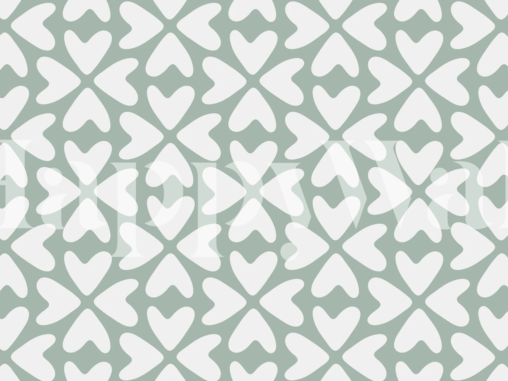Sage green floral heart pattern wallpaper
