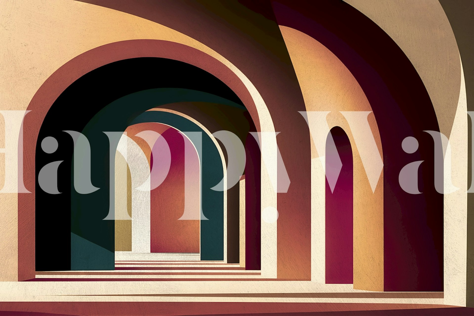 Retro Arches tapetdesign i et rum