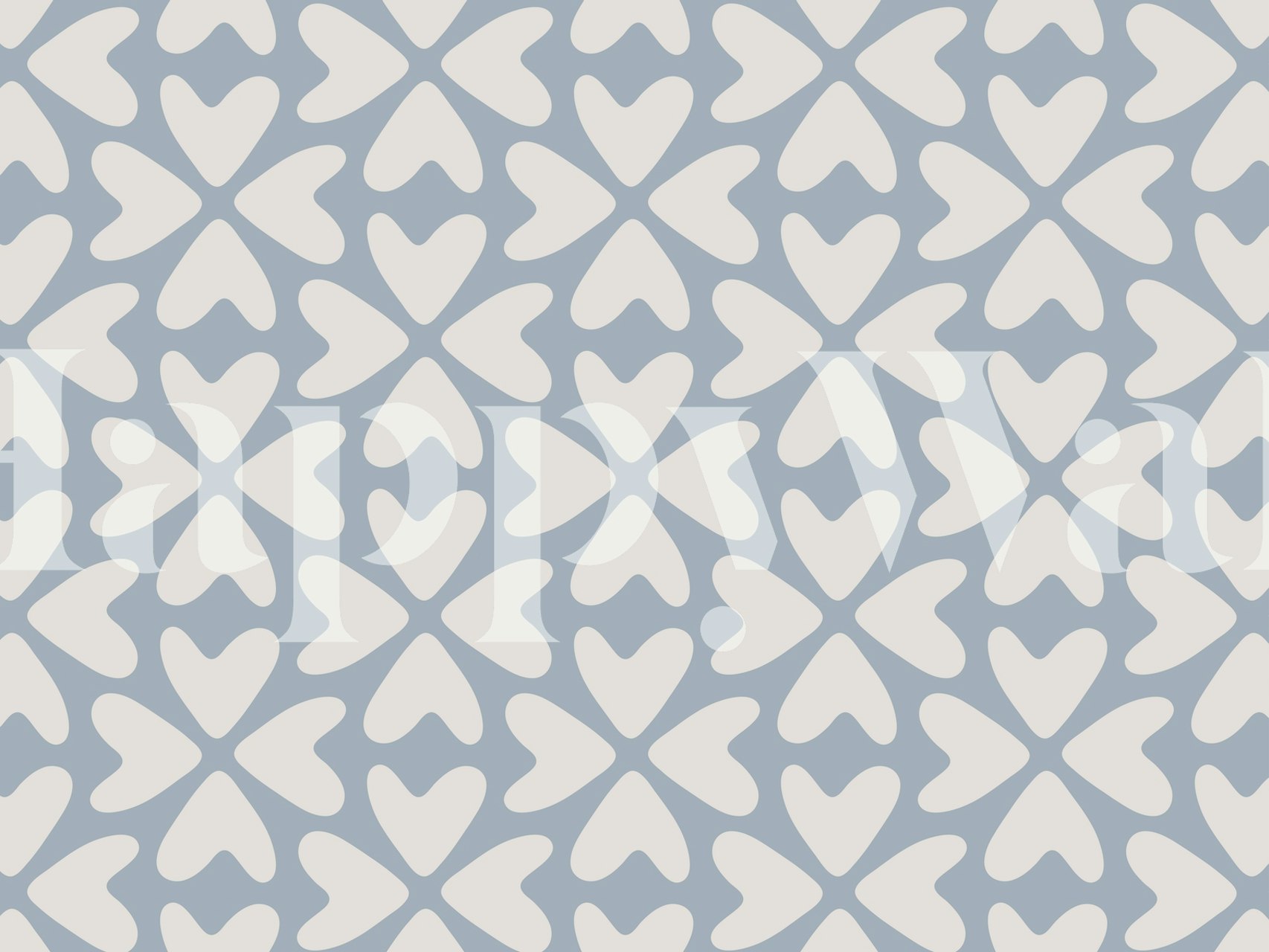 Fotomural estético estampado de corazones en tonos azules cambiantes