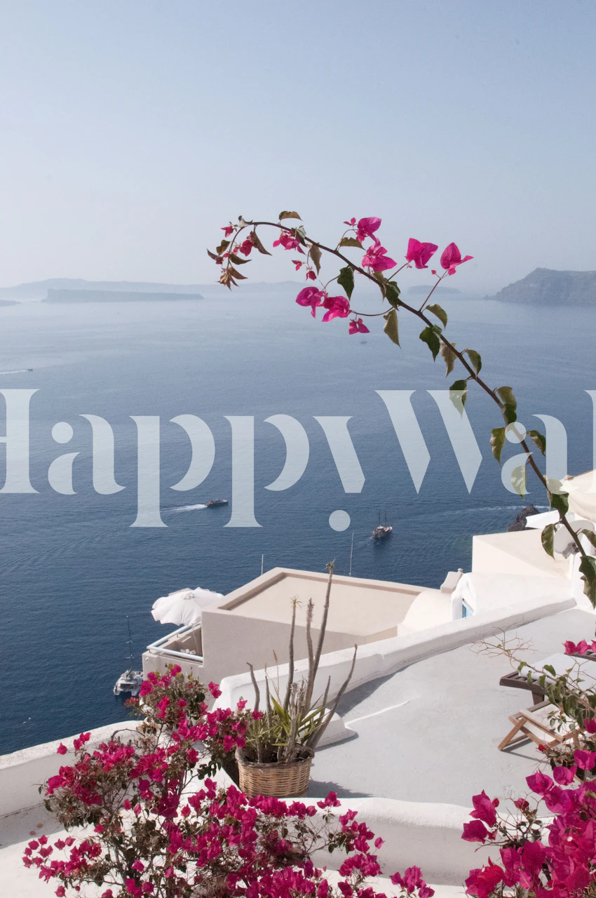 Santorini Oia 1 tapetdesign i ett rum