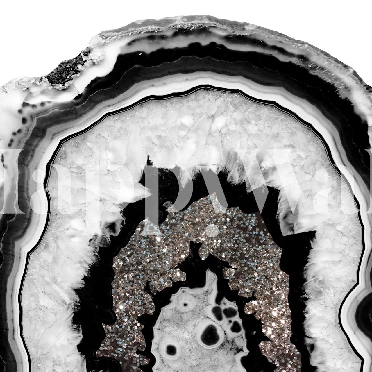 Gray BW Agate Silver Glitter wallpaper in a room