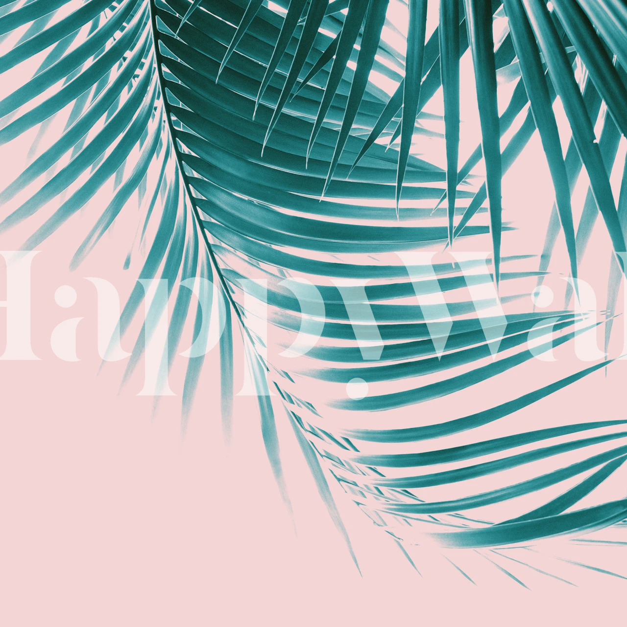 Aesthetic palm leaves pattern on pastel background for wall mural