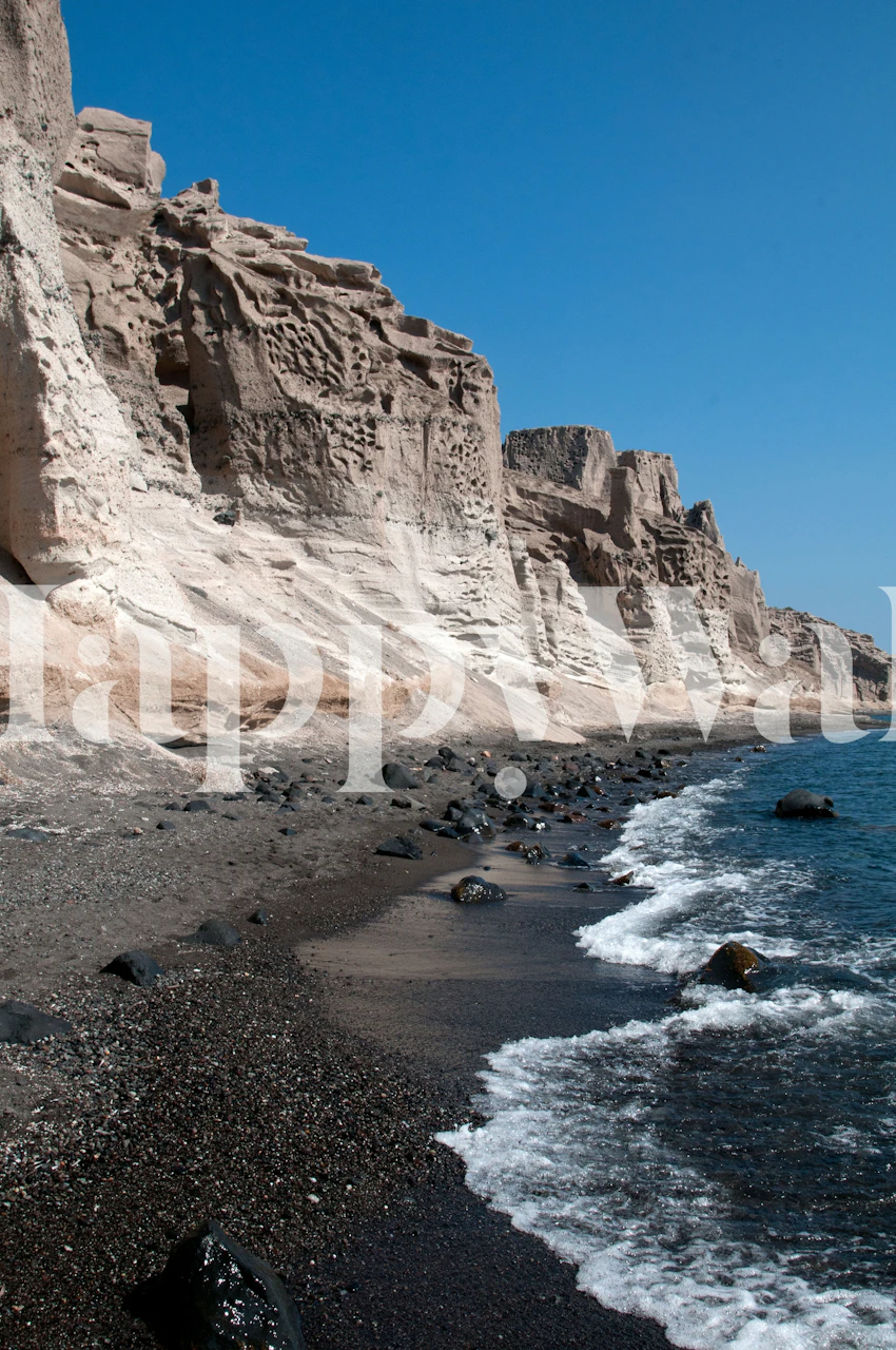 Santorini Coast wall mural depicting the rugged cliffs and cobalt sea of Greece