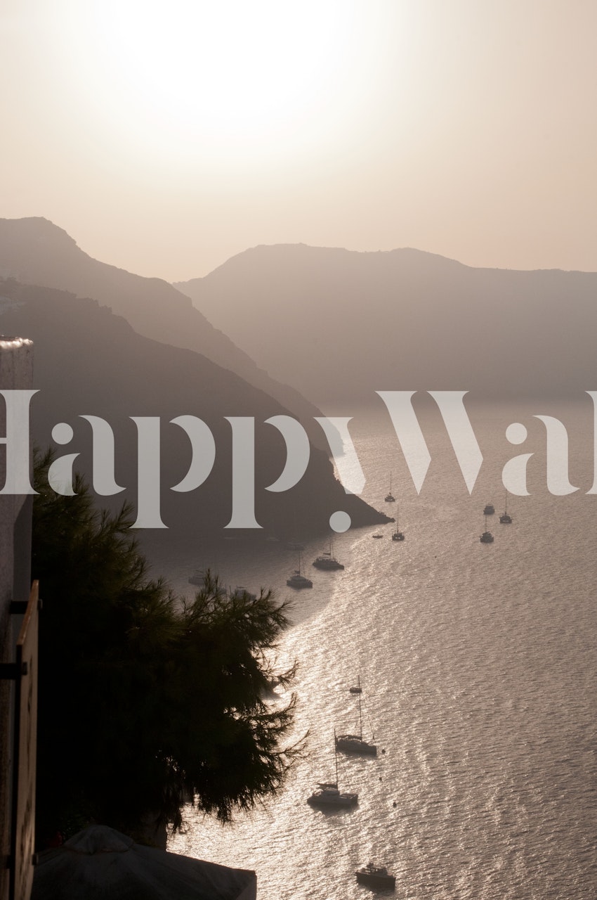 Santorini golden hour view i et rum