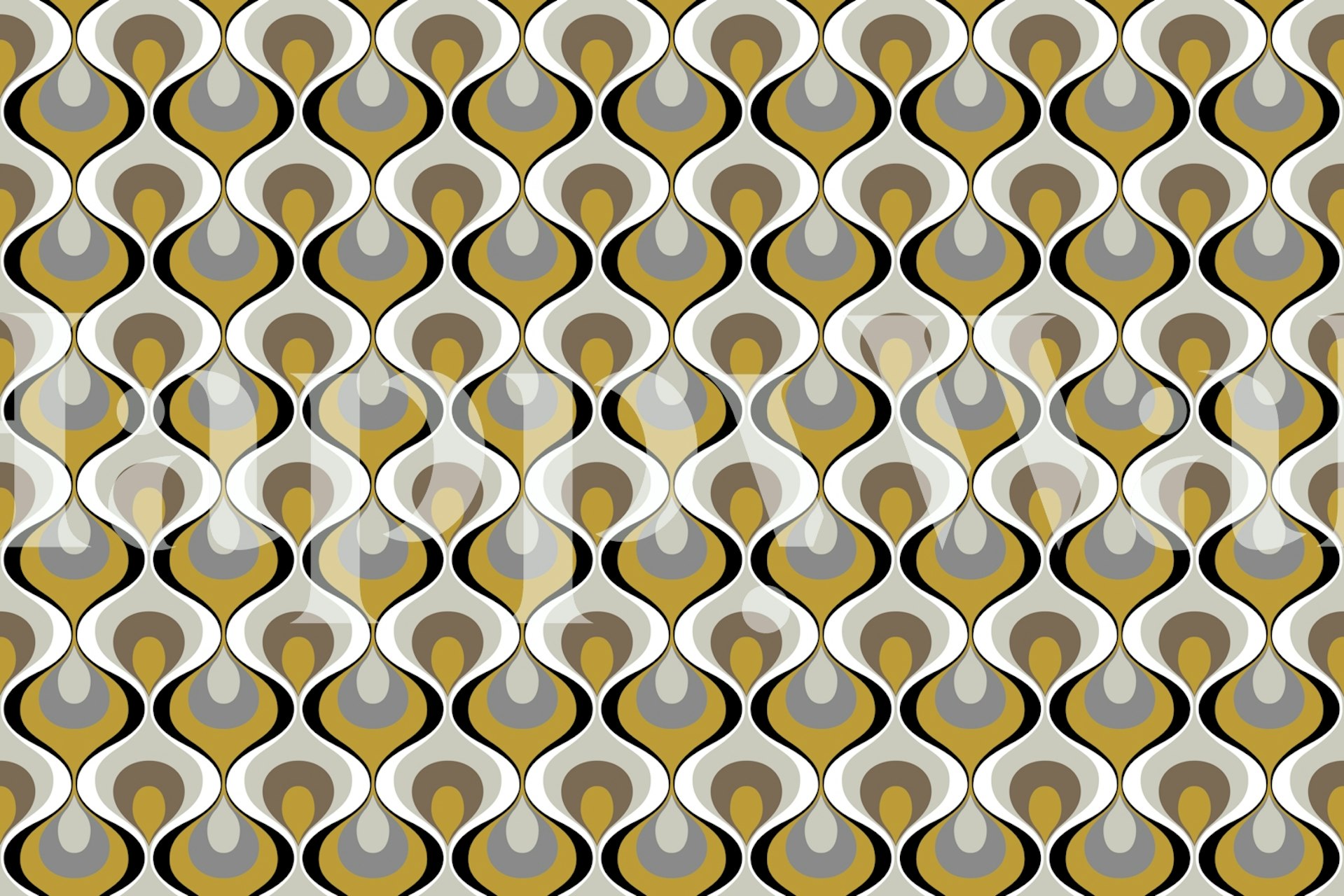 Retro yellow and gray patterned wallpaper