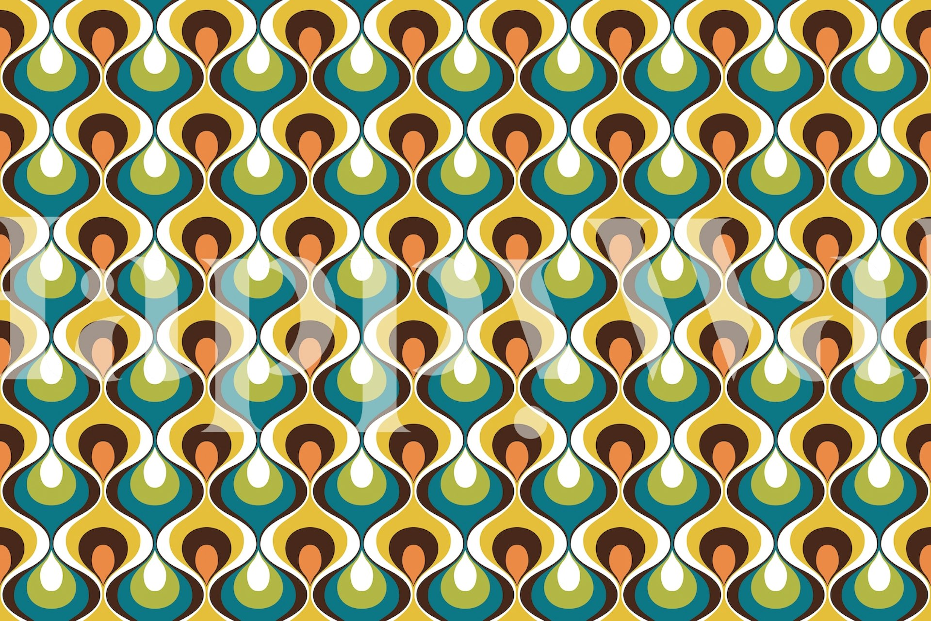 Design de papel de parede Retro Mood 06 em um quarto