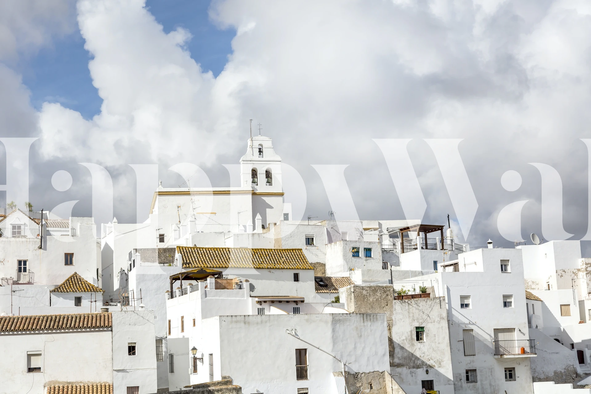Andalusia White Village Tapete in einem Raum