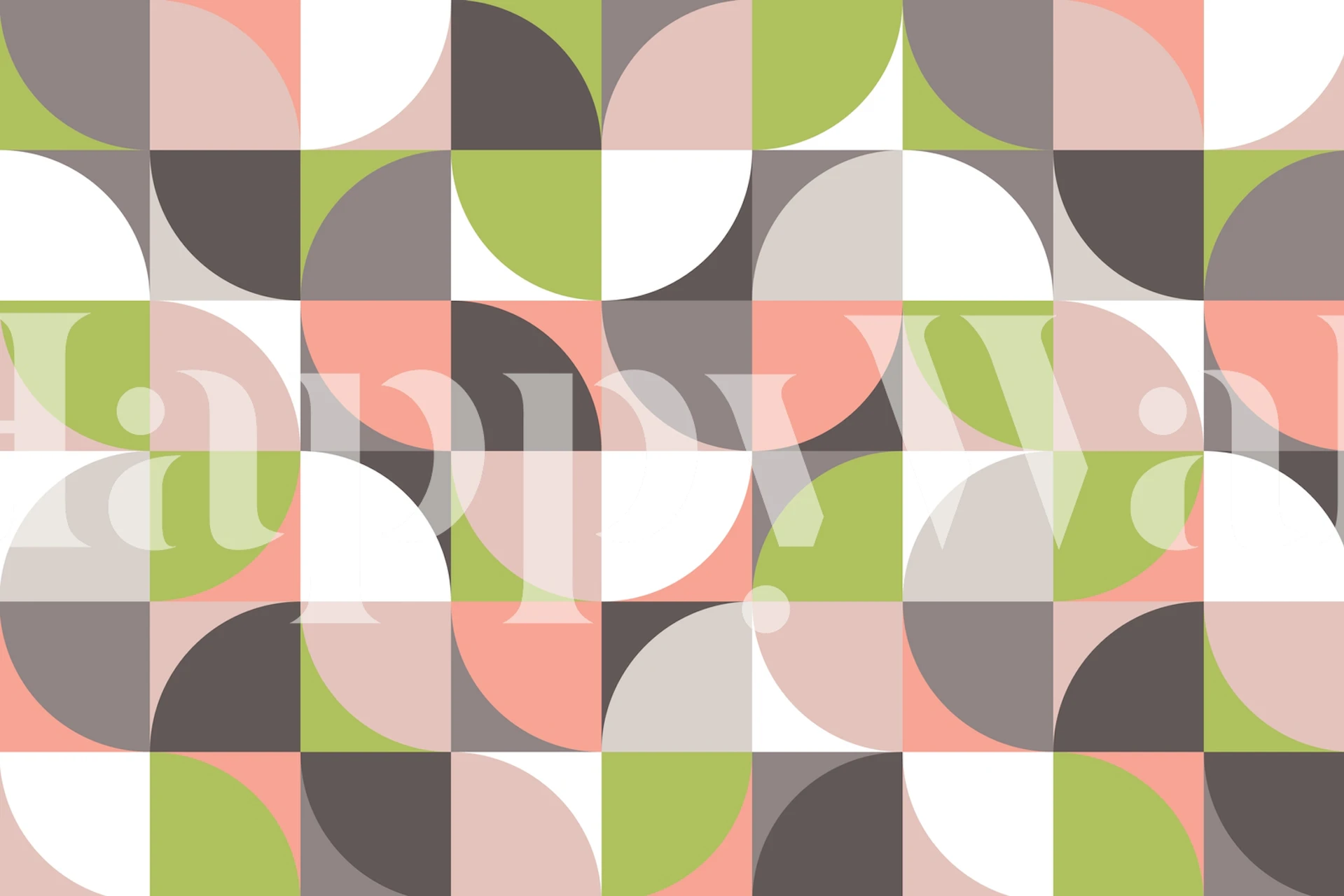 Geometric pattern with green, pink, white, and brown shapes wallpaper
