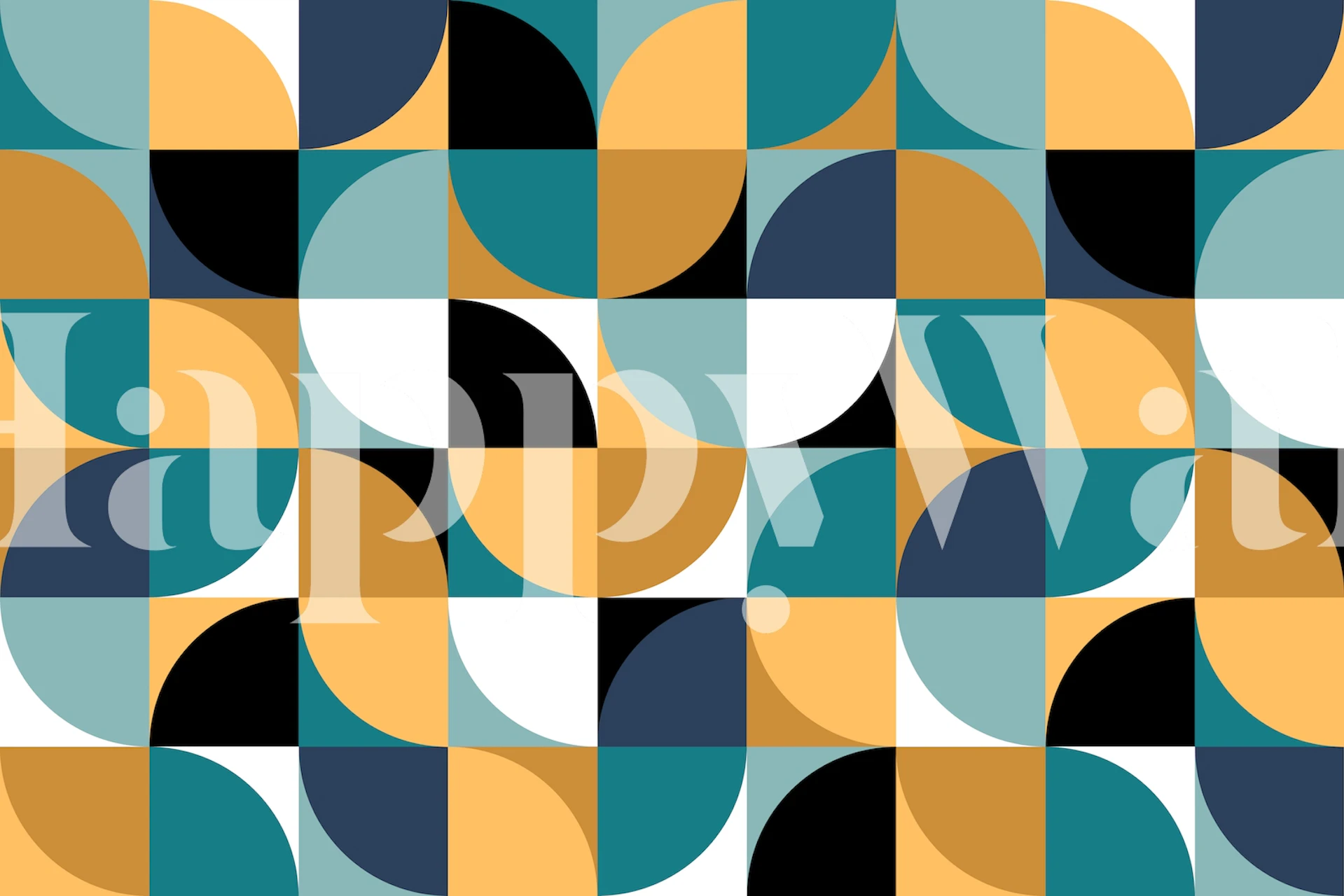 Colored geometric circles in teal, black, and orange wallpaper