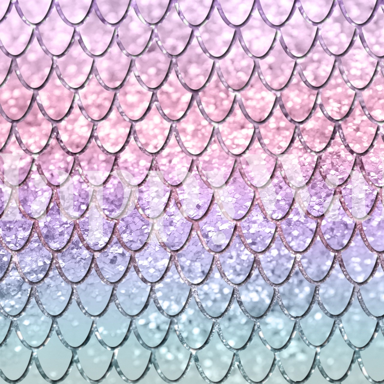 Pastel mermaid scales in gradient glitter wallpaper