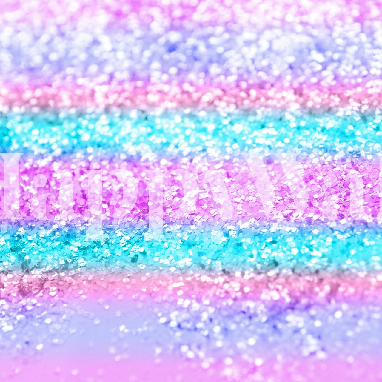 Motivo incantevole di unicorn su uno sfondo a righe di glitter pastello