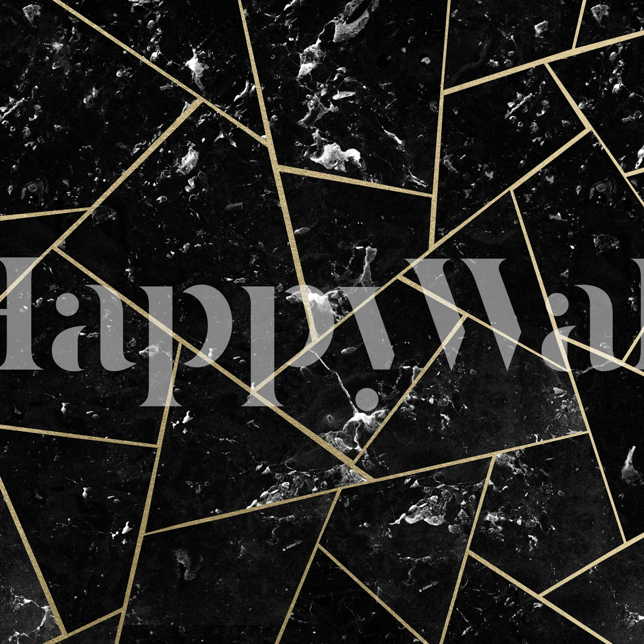 Black marble tapet med gull geometrisk design