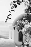 Santorini Oia Black White 3 ταπετσαρία