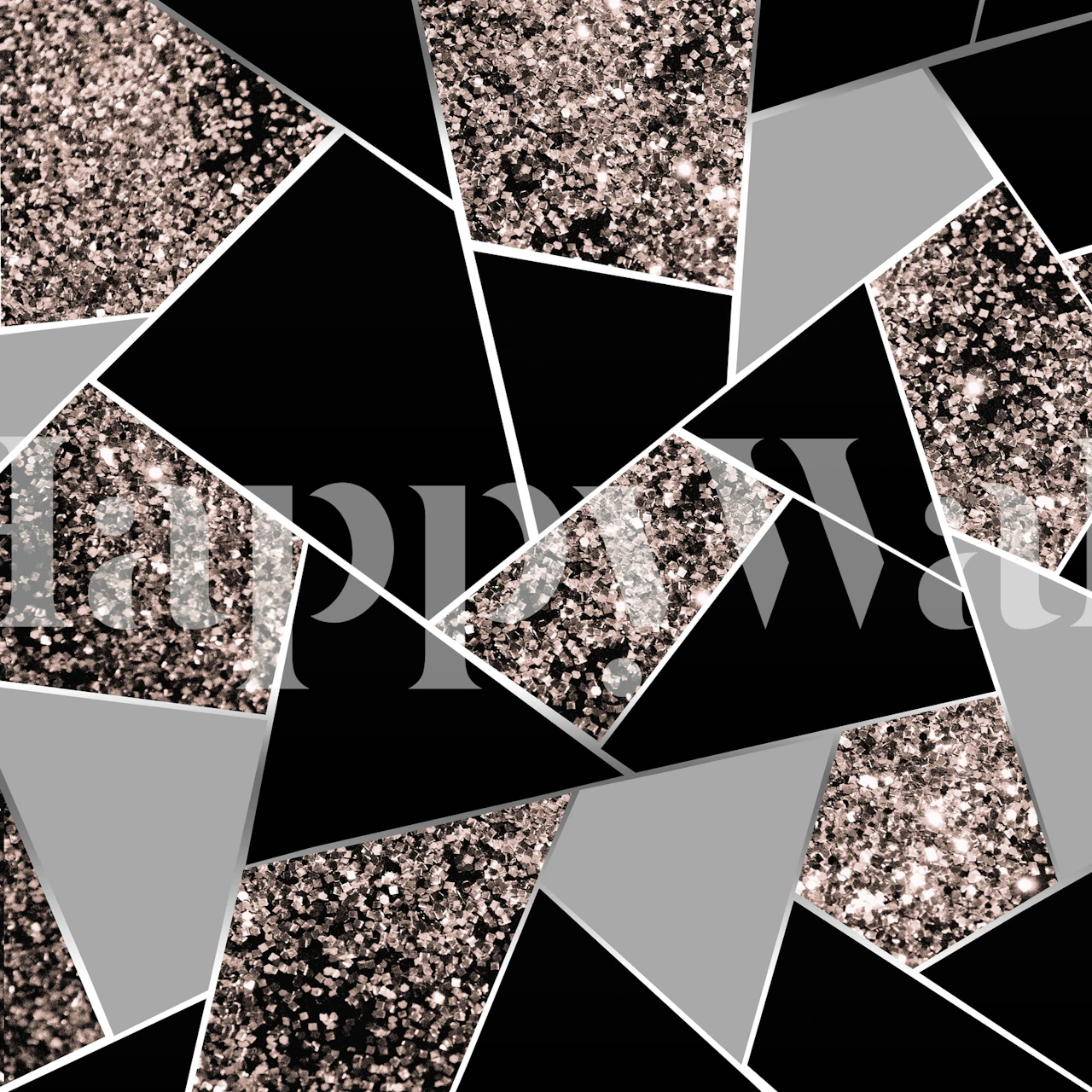 Rose Gold Geometric Glitter tapetti huoneessa