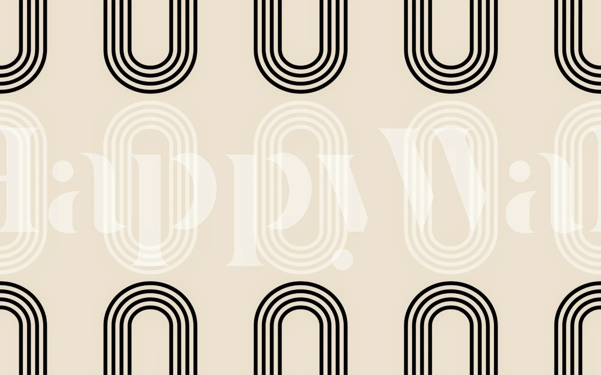 Geometric black and white curved pattern wallpaper