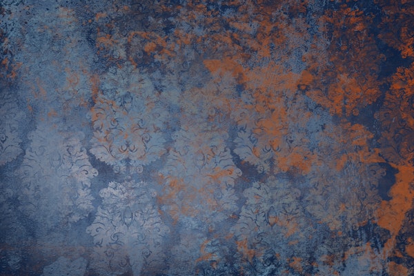 Antique Damask Royal Blue Rust